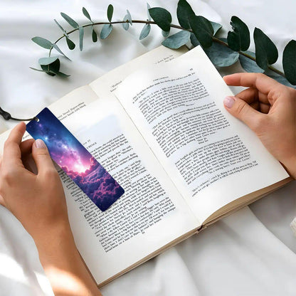 ColorFlow | Milky Way Galaxy Metal Bookmark Purple Celestial Night Sky Vaporwave Reading Gift | Optional Personalization