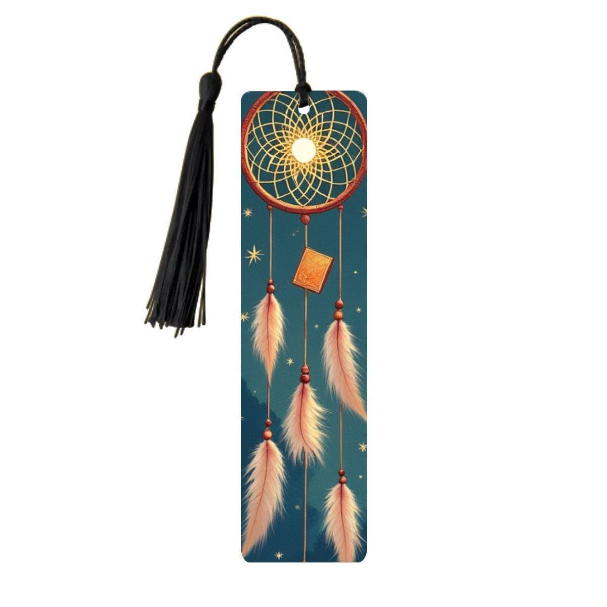 ColorFlow | Moonlit Dreamcatcher Feather Metal Bookmark Boho Celestial Spiritual Book Gift | Optional Personalization