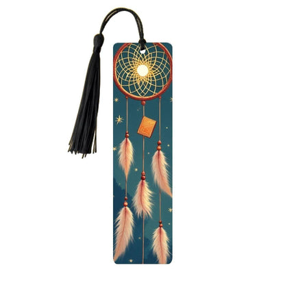 ColorFlow | Moonlit Dreamcatcher Feather Metal Bookmark Boho Celestial Spiritual Book Gift | Optional Personalization