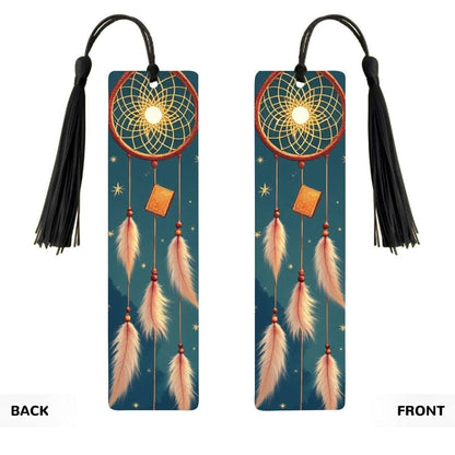 ColorFlow | Moonlit Dreamcatcher Feather Metal Bookmark Boho Celestial Spiritual Book Gift | Optional Personalization