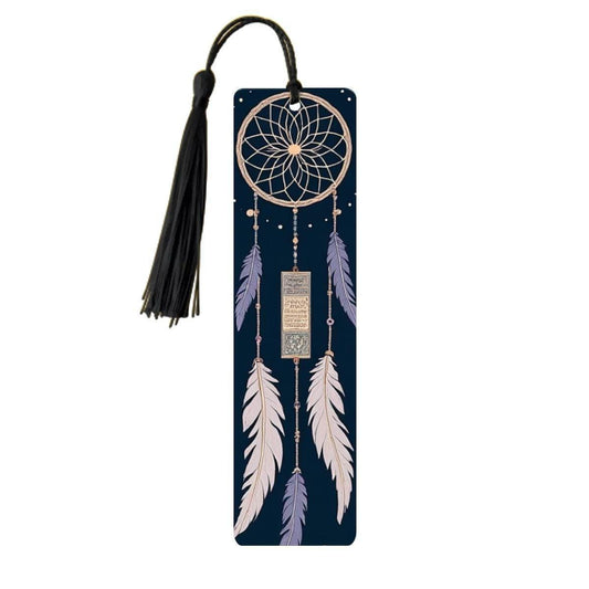 ColorFlow | Mystic Dreamcatcher Feather Metal Bookmark Boho Celestial Spiritual Reading Gift | Optional Personalization