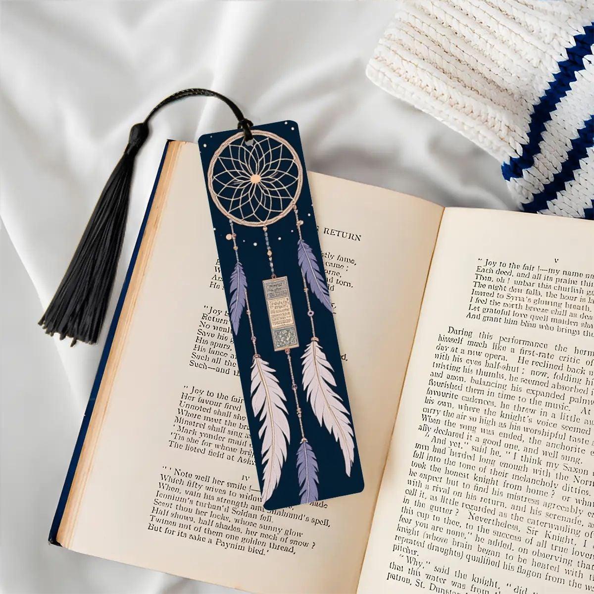 ColorFlow | Mystic Dreamcatcher Feather Metal Bookmark Boho Celestial Spiritual Reading Gift | Optional Personalization