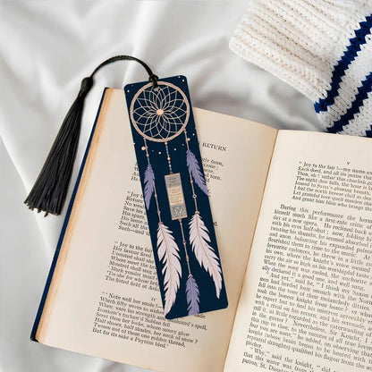 ColorFlow | Mystic Dreamcatcher Feather Metal Bookmark Boho Celestial Spiritual Reading Gift | Optional Personalization