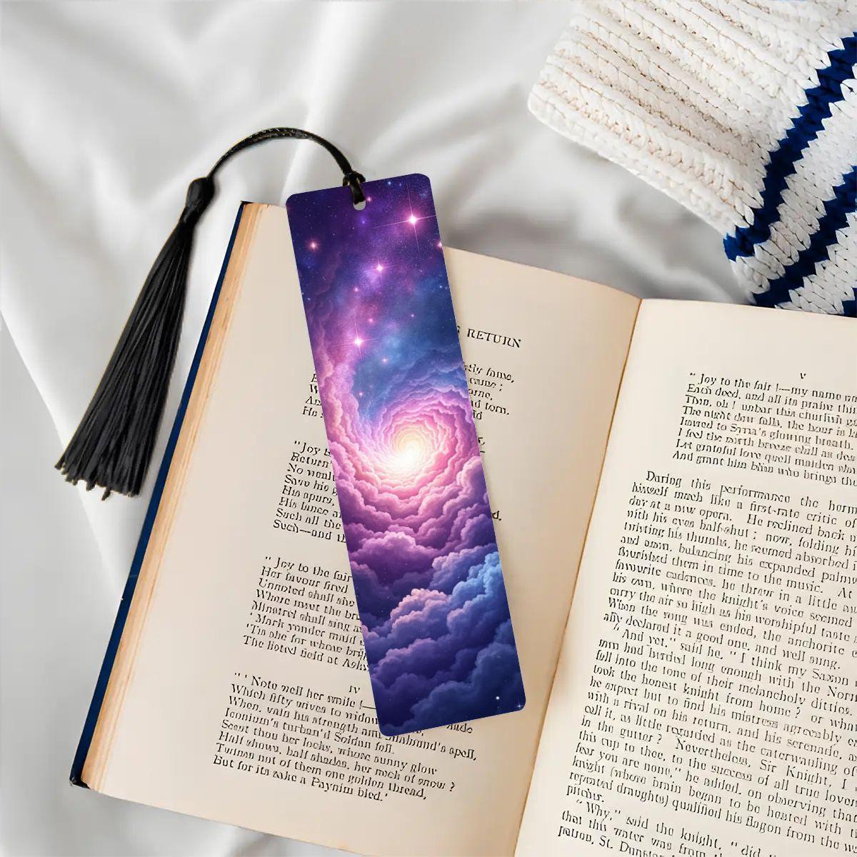 ColorFlow | Pastel Galaxy Cloud Metal Bookmark Dreamy Celestial Sky Aesthetic Book Gift | Optional Personalization