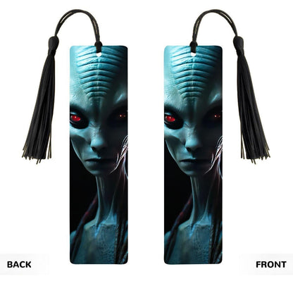 ColorFlow | Red Eye Alien Metal Bookmark Sci Fi Extraterrestrial Dark Creature Futuristic Design Art Style | Optional Personalization
