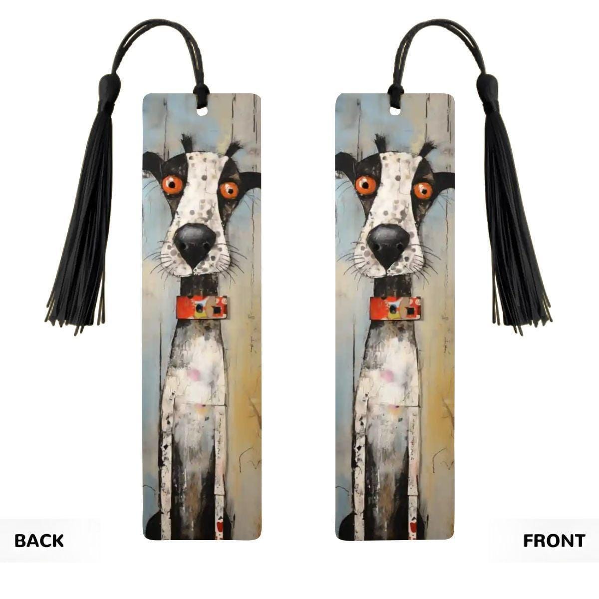 ColorFlow | Spotted Dog Art Bookmark with Playful Expression Metal Reading Gift for Book Lovers | Optional Personalization