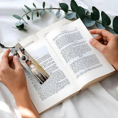 ColorFlow | Spotted Dog Art Bookmark with Playful Expression Metal Reading Gift for Book Lovers | Optional Personalization