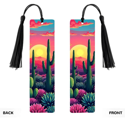 ColorFlow | Vibrant Desert Sunset Cactus Art Metal Bookmark Colorful Southwest Landscape Reading Gift | Optional Personalization