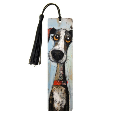 ColorFlow | Whimsical Big Eyed Dog Art Metal Bookmark for Readers and Dog Lovers | Optional Personalization