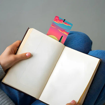 ColorFlow | Vibrant Desert Sunset Cactus Art Metal Bookmark Colorful Southwest Landscape Reading Gift | Optional Personalization