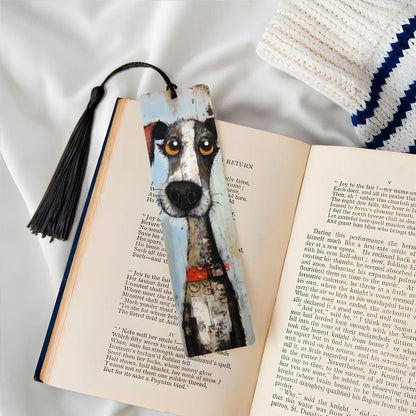 ColorFlow | Whimsical Big Eyed Dog Art Metal Bookmark for Readers and Dog Lovers | Optional Personalization