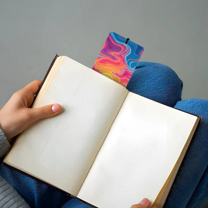 ColorFlow | Vibrant Swirling Sunset Desert Cactus Metal Bookmark Colorful Southwest Landscape Gift | Optional Personalization