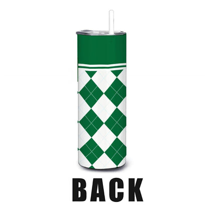 ColorFlow | Eastern Michigan Inspired Eagles Argyle Straight Tumbler 20oz Stainless Steel Drinkware Optional Personalization