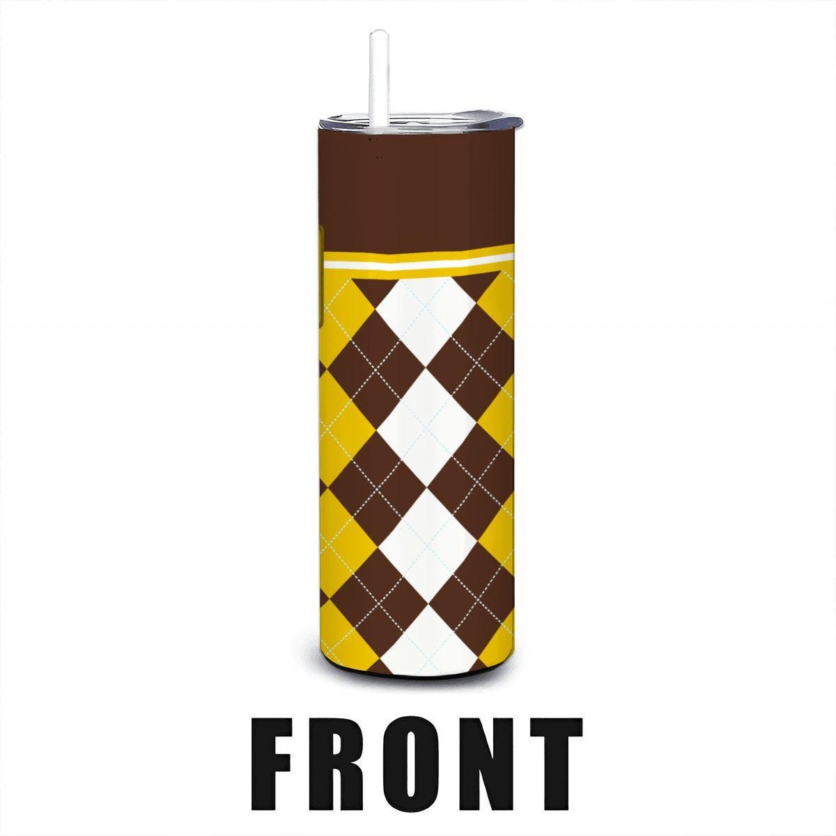 ColorFlow | Western Michigan Inspired Broncos Argyle Straight Tumbler 20oz Stainless Steel Drinkware Optional Personalization