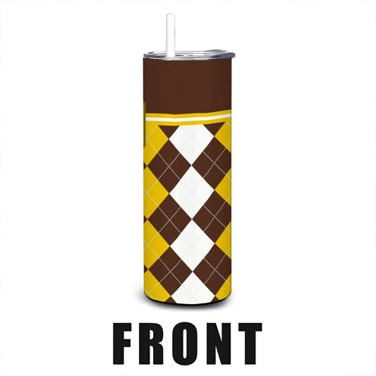 ColorFlow | Western Michigan Inspired Broncos Argyle Straight Tumbler 20oz Stainless Steel Drinkware Optional Personalization