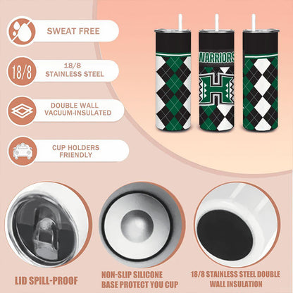 ColorFlow | Hawaii Inspired Warriors Argyle Straight Tumbler 20oz Stainless Steel Drinkware Optional Personalization
