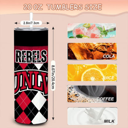 ColorFlow | UNLV Rebels Inspired 20oz Straight Tumbler | College Team Drinkware | Personalization Optional