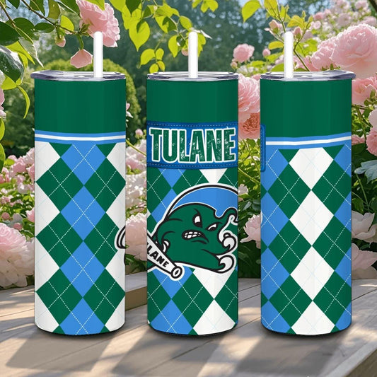 ColorFlow | Tulane Green Wave Inspired 20oz Straight Tumbler | Coastal College Vibe | Personalization Optional