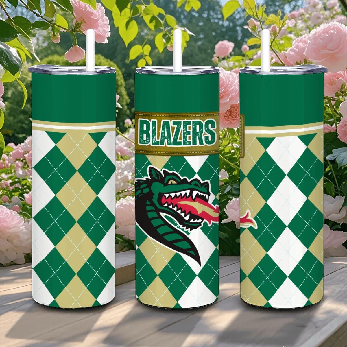 ColorFlow | UAB Blazers Inspired 20oz Straight Stainless Tumbler | Bold Green Gold Look | Personalization Optional
