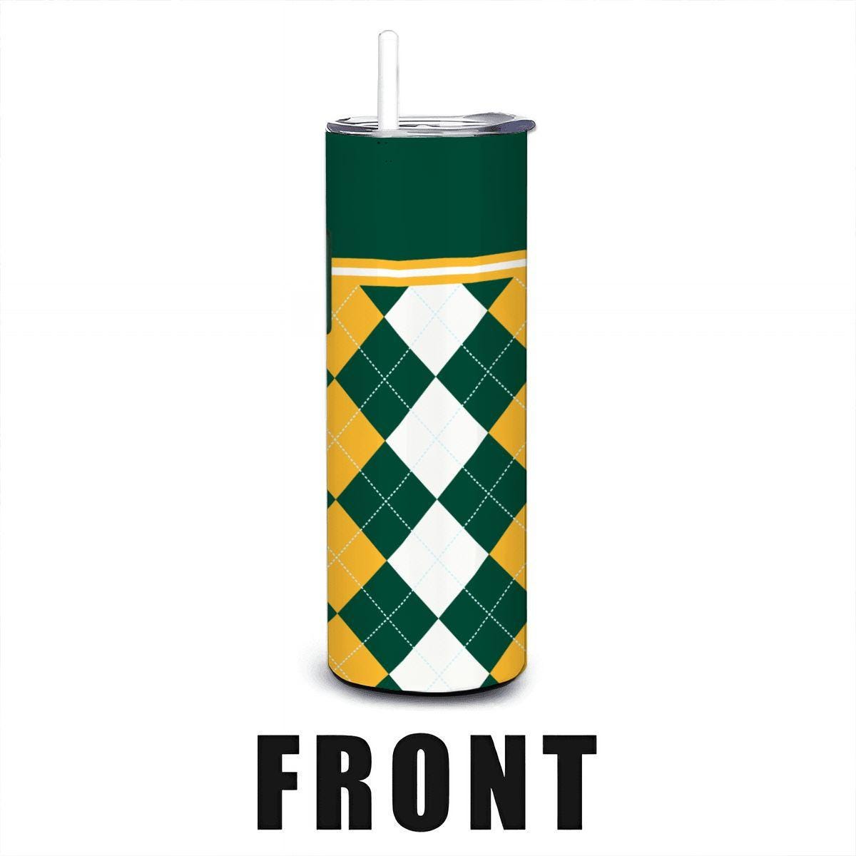ColorFlow | Baylor Bears Inspired 20oz Straight Stainless Tumbler | Green Gold Collegiate Style | Personalization Optional