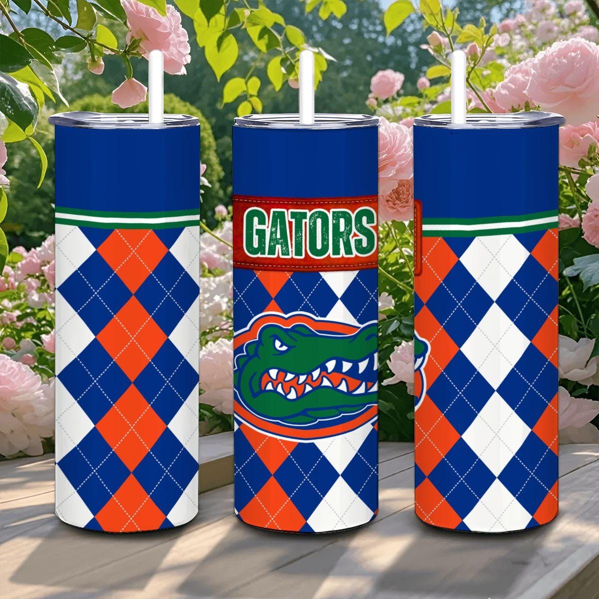 ColorFlow | Florida Gators Inspired 20oz Straight Stainless Tumbler | Blue Orange Spirit Style | Personalization Optional
