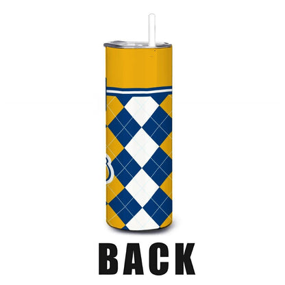 ColorFlow | Kent State Golden Flashes Inspired 20oz Straight Stainless Tumbler | Navy Gold Collegiate Style | Personalization Optional
