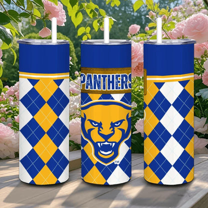 ColorFlow | Pitt Panthers Inspired 20oz Straight Tumbler | Blue Gold Spirit Edition | Personalization Optional