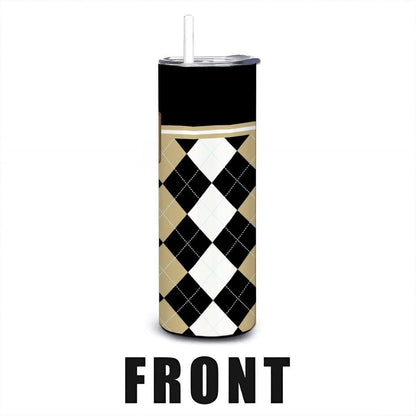 ColorFlow | Wake Forest Demon Deacons Inspired 20oz Straight Stainless Tumbler | Black Gold Collegiate Style | Personalization Optional