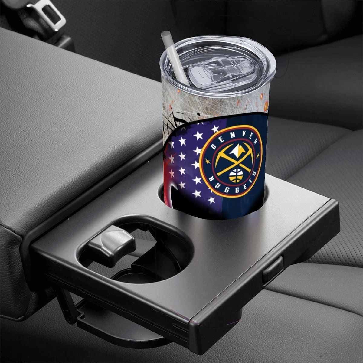 ColorFlow | Denver Basketball Inspired 20oz Straight Tumbler | Nuggets Skull American Flag Design | Personalization Optional