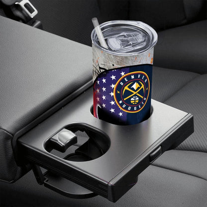 ColorFlow | Denver Basketball Inspired 20oz Straight Tumbler | Nuggets Skull American Flag Design | Personalization Optional