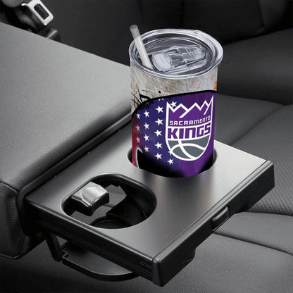 ColorFlow | Sacramento Basketball Inspired 20oz Straight Tumbler | Kings Skull American Flag Design | Personalization Optional