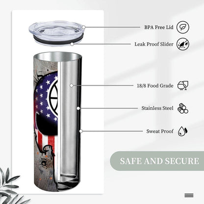ColorFlow | Los Angeles Basketball Inspired 20oz Straight Tumbler | Clippers Skull American Flag Design | Personalization Optional
