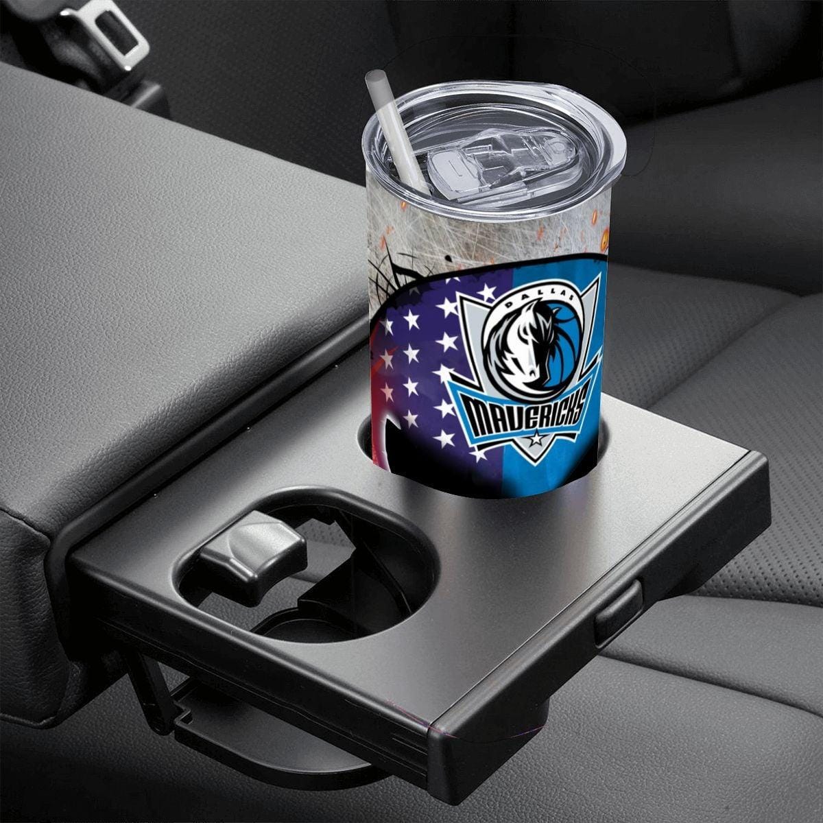 ColorFlow | Dallas Basketball Inspired 20oz Straight Tumbler | Mavericks Skull American Flag Design | Personalization Optional