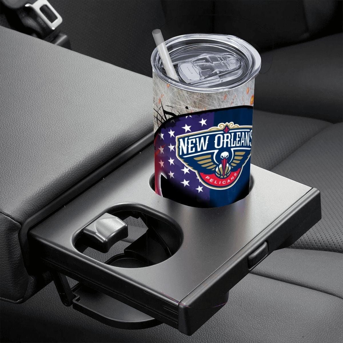 ColorFlow | New Orleans Basketball Inspired 20oz Straight Tumbler | Pelicans Skull American Flag Design | Personalization Optional