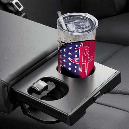 ColorFlow | Houston Basketball Inspired 20oz Straight Tumbler | Rockets Skull American Flag Design | Personalization Optional