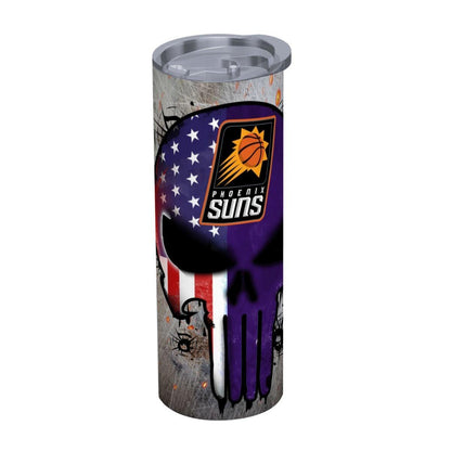 ColorFlow | Phoenix Basketball Inspired 20oz Straight Tumbler | Suns Skull American Flag Design | Personalization Optional
