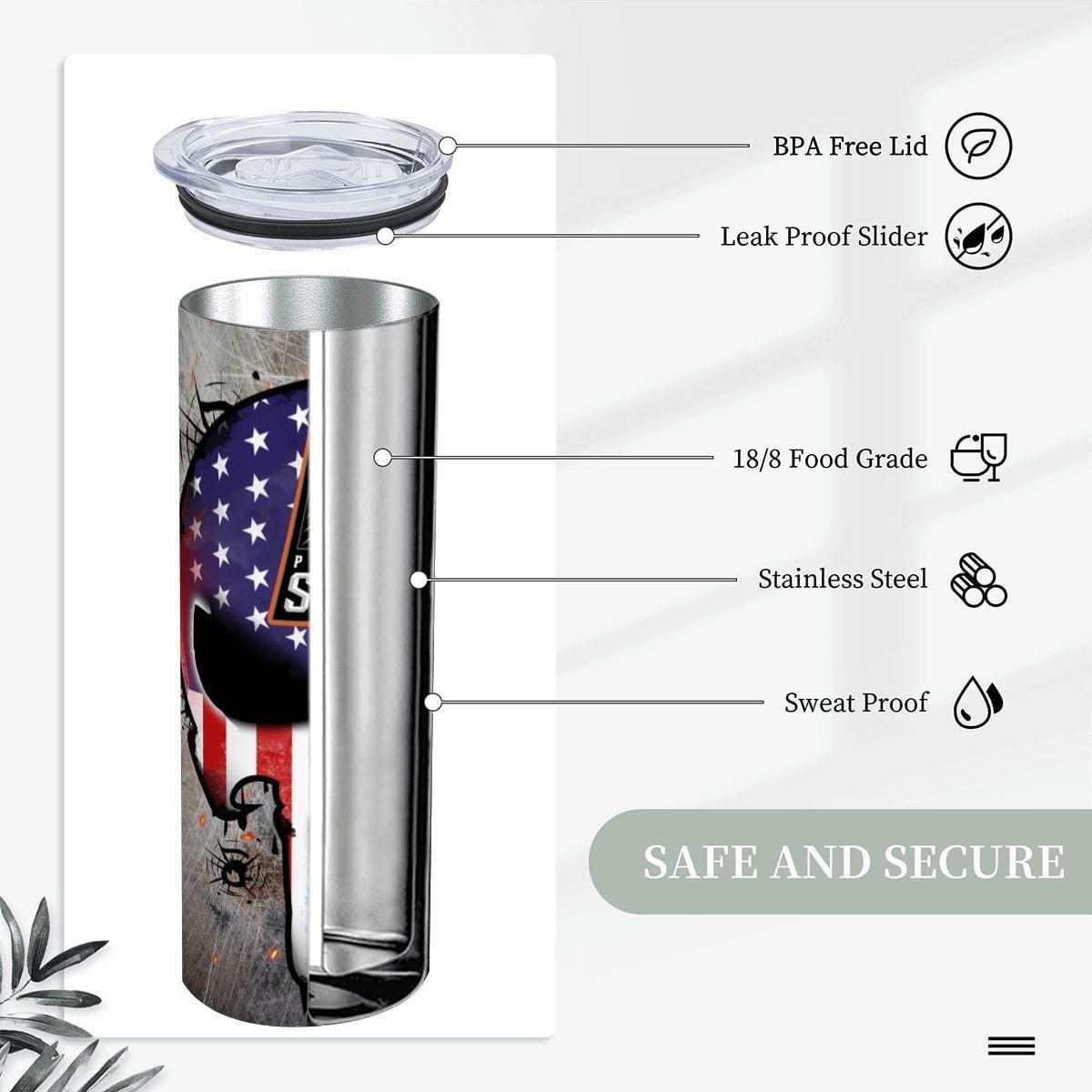 ColorFlow | Phoenix Basketball Inspired 20oz Straight Tumbler | Suns Skull American Flag Design | Personalization Optional