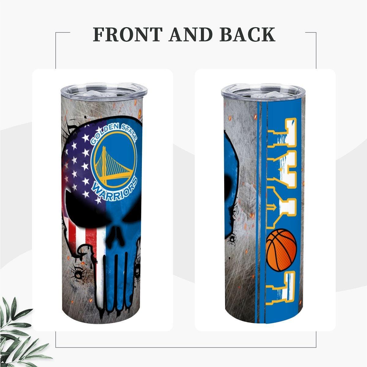 ColorFlow | Golden State Basketball Inspired 20oz Straight Tumbler | Warriors Skull American Flag Design | Personalization Optional