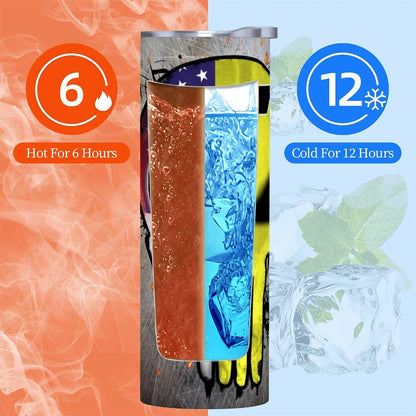 ColorFlow | Utah Basketball Inspired 20oz Straight Tumbler | Jazz Skull American Flag Design | Personalization Optional