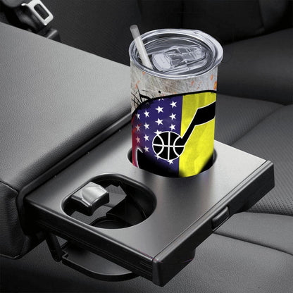 ColorFlow | Utah Basketball Inspired 20oz Straight Tumbler | Jazz Skull American Flag Design | Personalization Optional