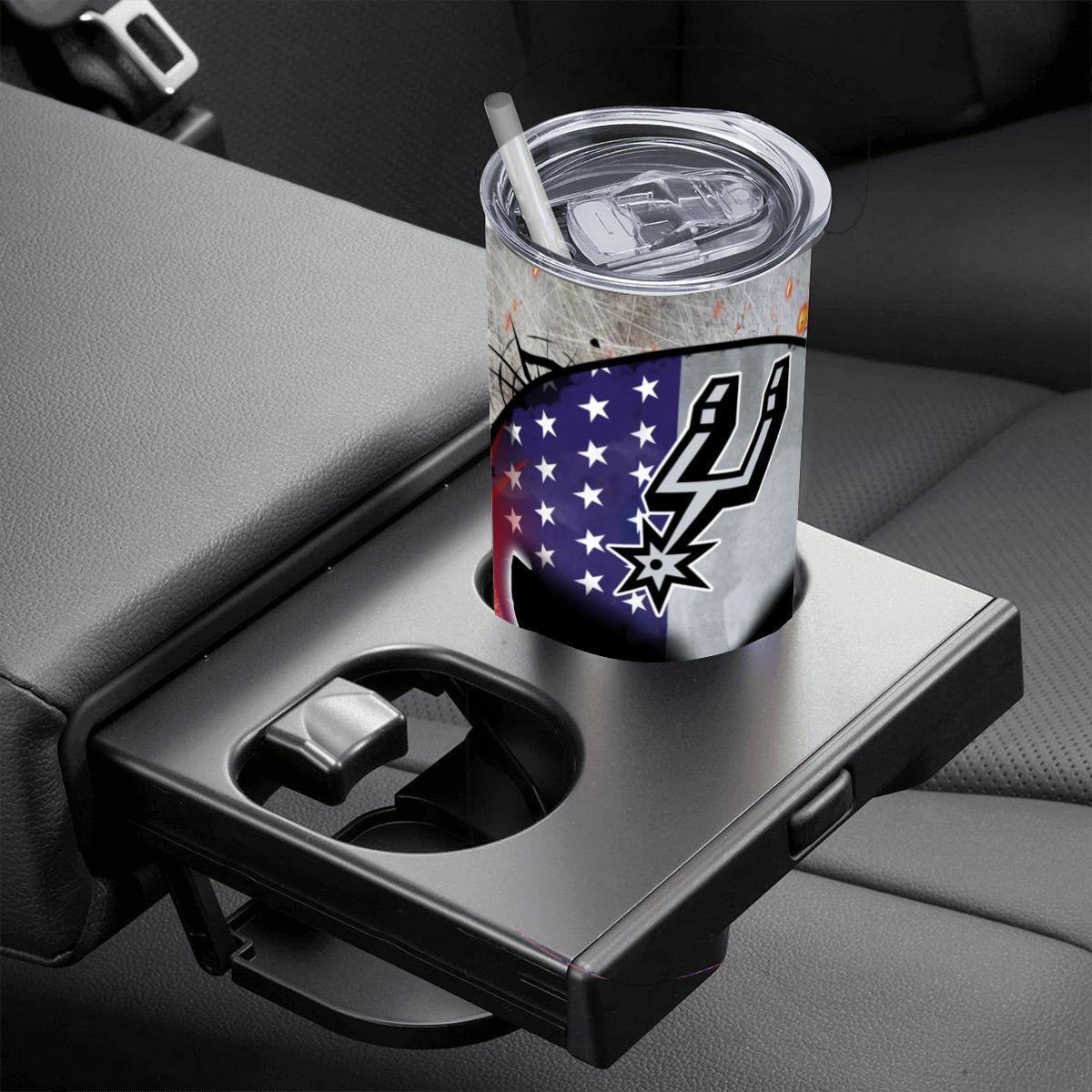 ColorFlow | San Antonio Basketball Inspired 20oz Straight Tumbler | Spurs Skull American Flag Design | Personalization Optional