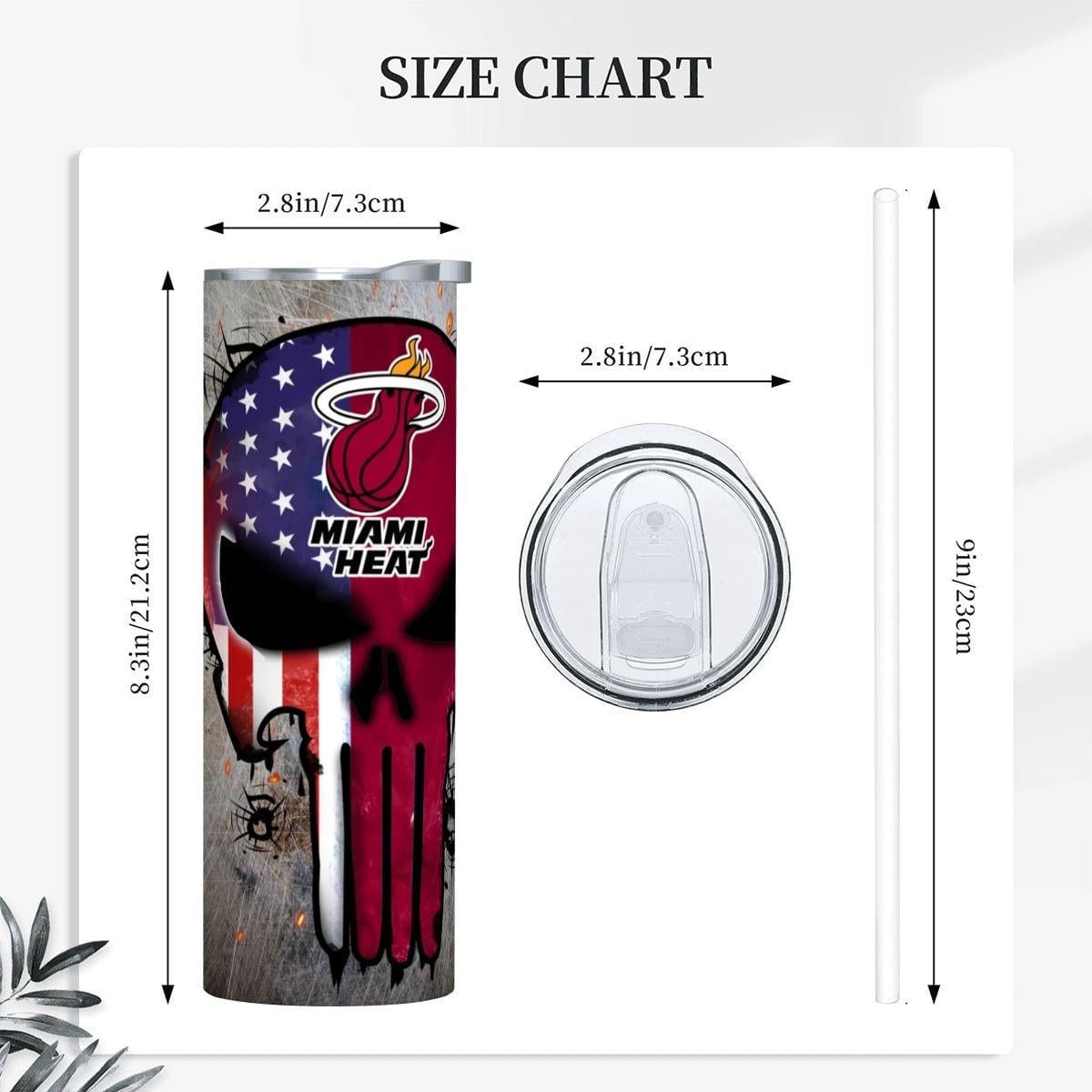 ColorFlow | Miami Basketball Inspired 20oz Straight Tumbler | Heat Skull American Flag Design | Personalization Optional