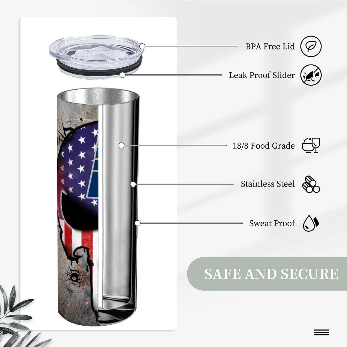 ColorFlow | Indiana Basketball Inspired 20oz Straight Tumbler | Pacers Skull American Flag Design | Personalization Optional