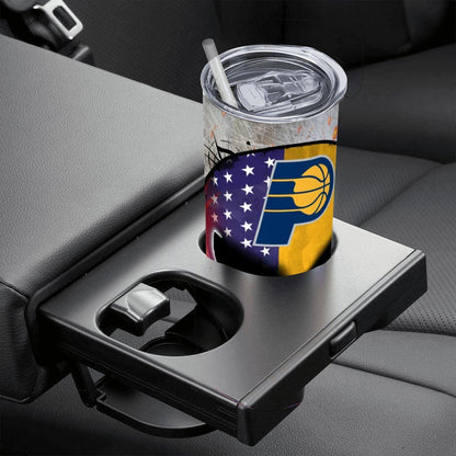 ColorFlow | Indiana Basketball Inspired 20oz Straight Tumbler | Pacers Skull American Flag Design | Personalization Optional