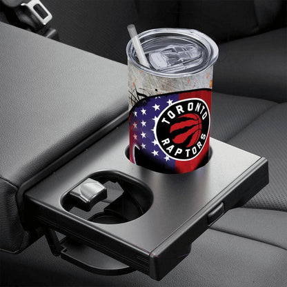ColorFlow | Toronto Basketball Inspired 20oz Straight Tumbler | Raptors Skull American Flag Design | Personalization Optional