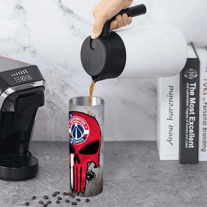 ColorFlow | Washington Basketball Inspired 20oz Straight Tumbler | Wizards Skull American Flag Design | Personalization Optional