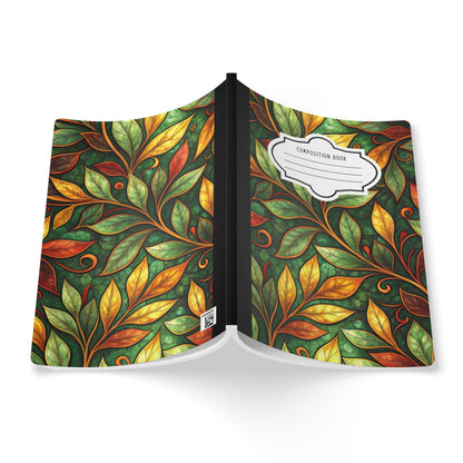 ColorFlow | Autumn Botanical Leaves Composition Notebook | Warm Nature Pattern Journal for School Work and Writing