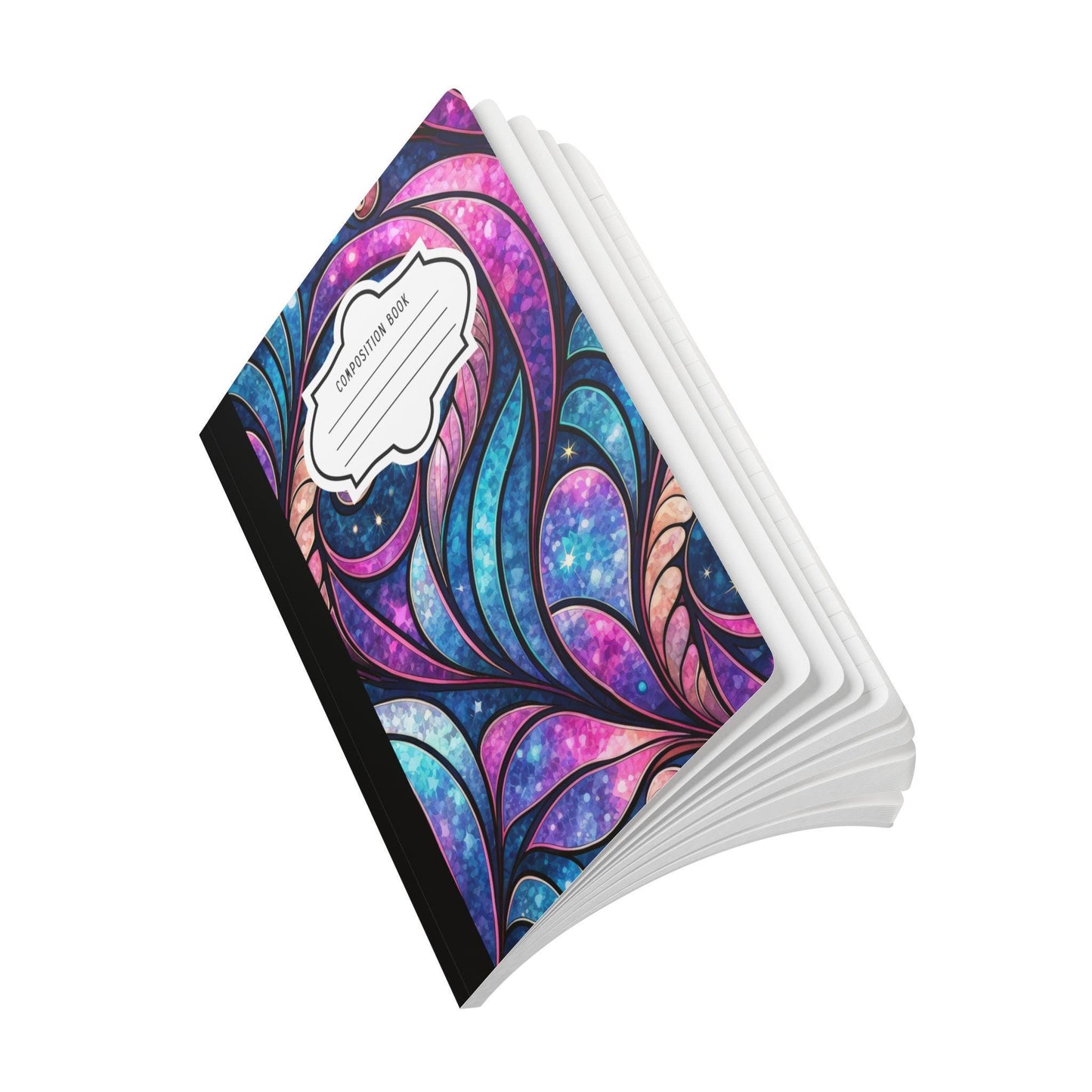ColorFlow | Cosmic Swirl Galaxy Composition Notebook | Celestial Pink Blue Pattern Journal for School Work and Writing
