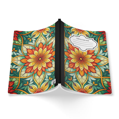 ColorFlow | Sunlit Mandala Bloom Composition Notebook | Vibrant Floral Pattern Journal for School Work and Creativity
