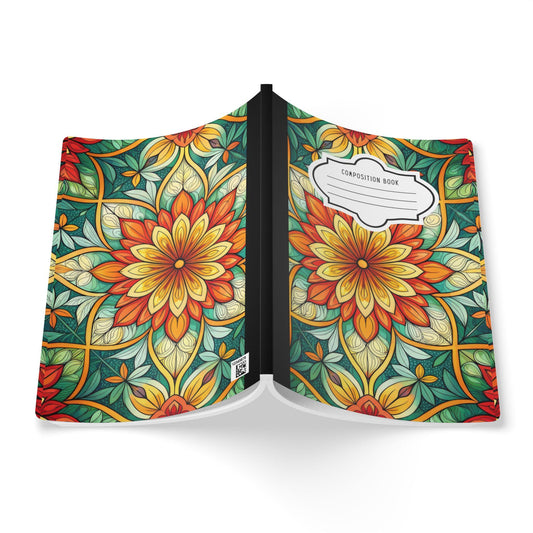 ColorFlow | Sunlit Mandala Bloom Composition Notebook | Vibrant Floral Pattern Journal for School Work and Creativity